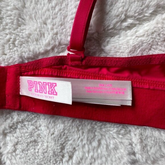 Victoria's Secret PINK | Red Script Wear Everywhere Push Up Bra | Size 34A - Picture 10 of 13